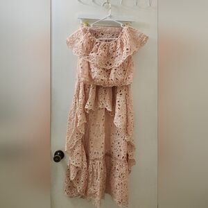 Miss June Elegant Lace Ruffle Skirt Set in Pink  Size 8.